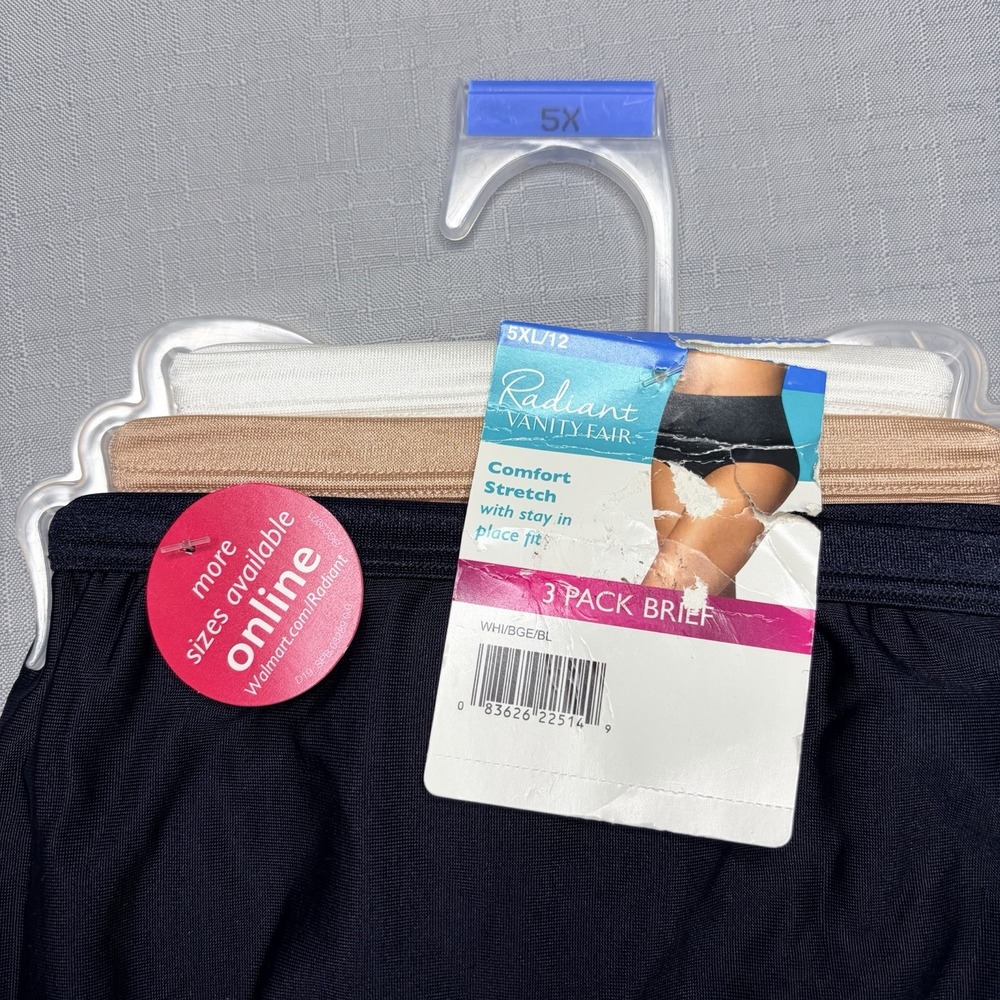 Vanity Fair Radiant Collection 3 Pack Brief Underwear Comfort Stretch Sz 5XL/12